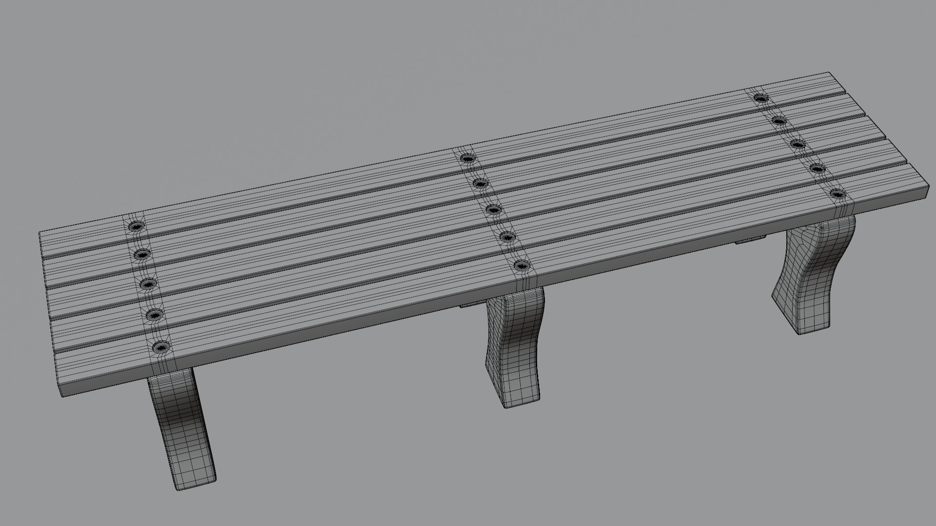 Outdoor Wooden Bench 1 Low-poly 3D model_5