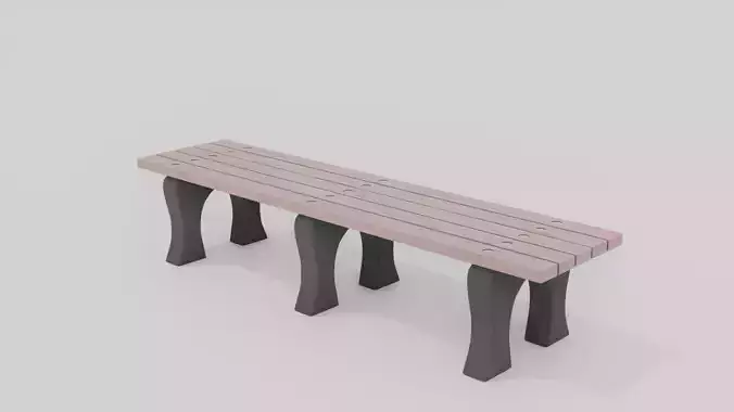 Outdoor Wooden Bench 1 Low-poly 3D model