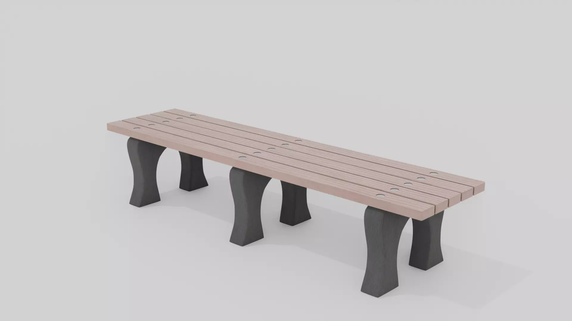 Outdoor Wooden Bench 1 Low-poly 3D model_0