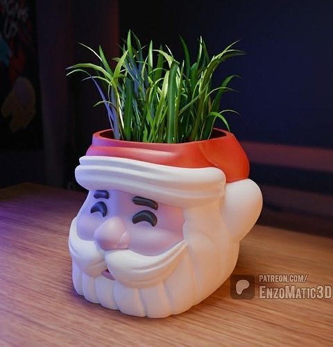Santa Claus flower pot pencil holder 3mf STL 3D print model