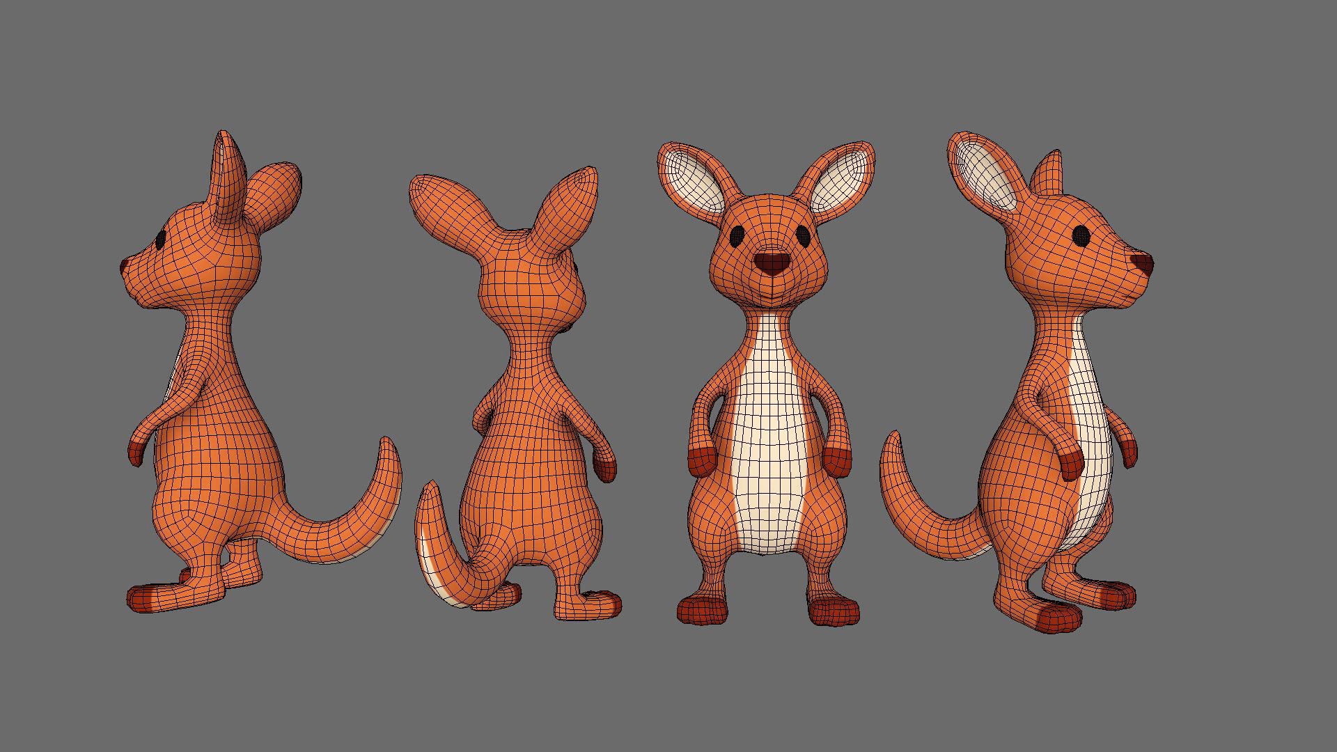 Cartoon Kangaroo Animal 3D Model for Cartoon Characters Low-poly 3D model_9