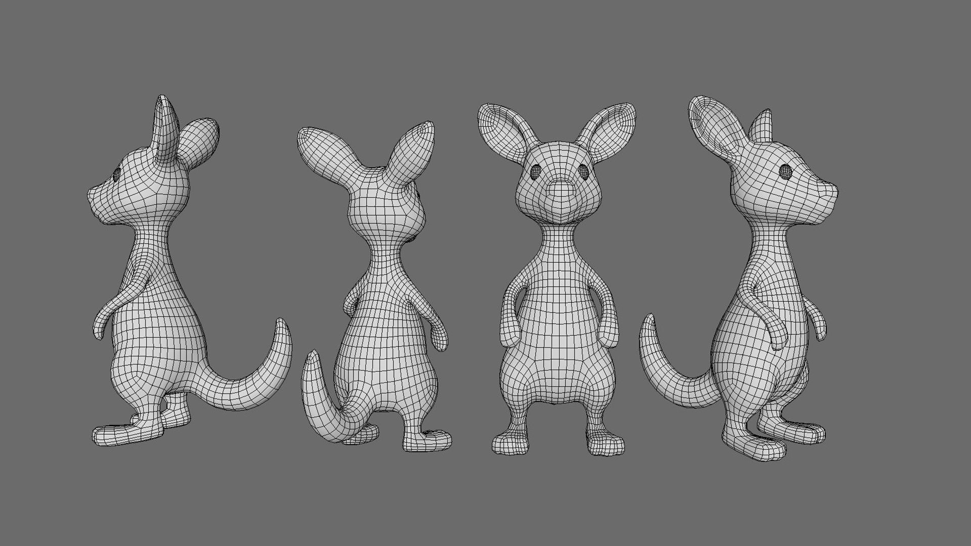 Cartoon Kangaroo Animal 3D Model for Cartoon Characters Low-poly 3D model_8