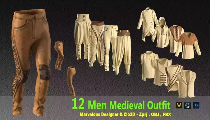 12 Men Medieval  outfit 