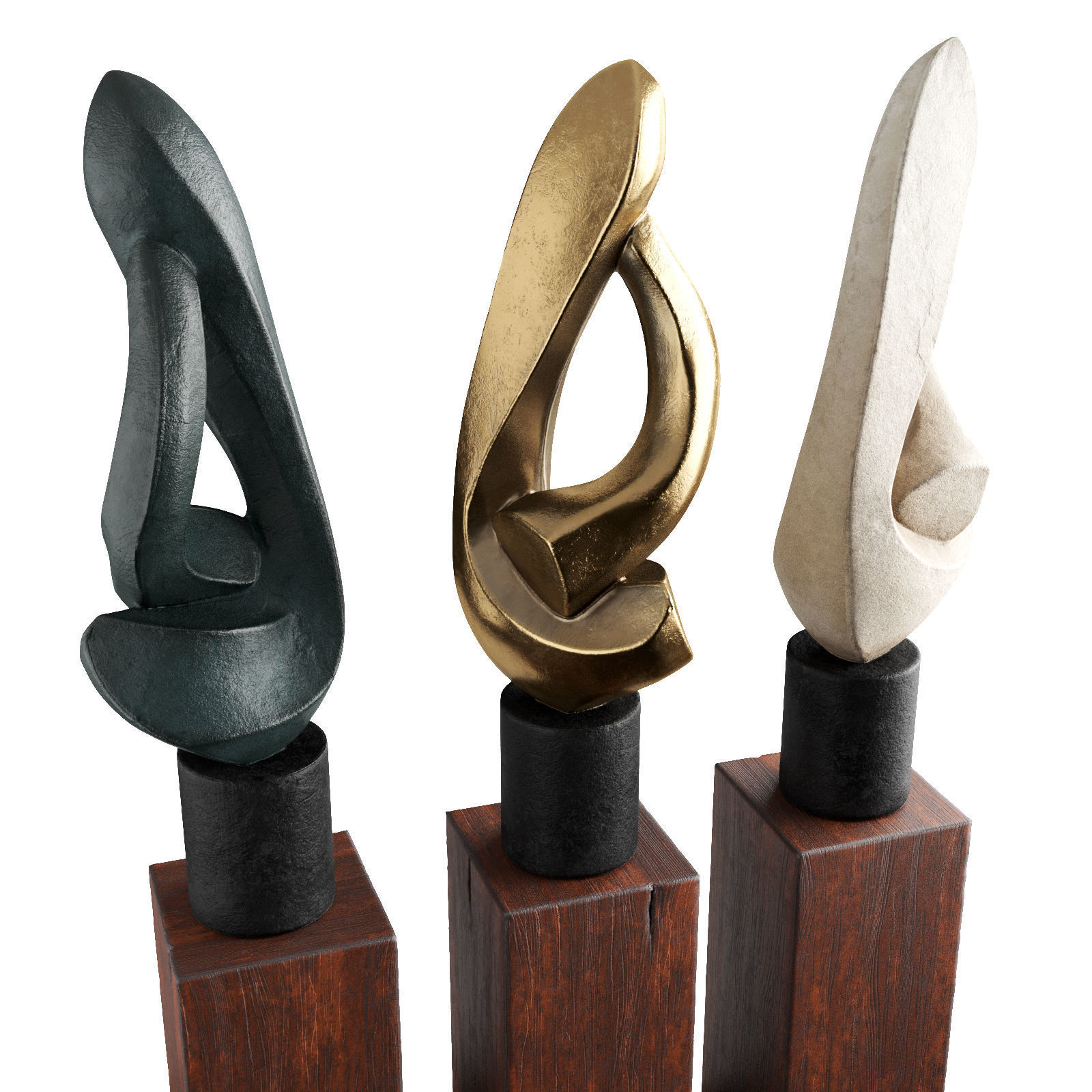 Absract Harp modern sculpture Low-poly 3D model_4