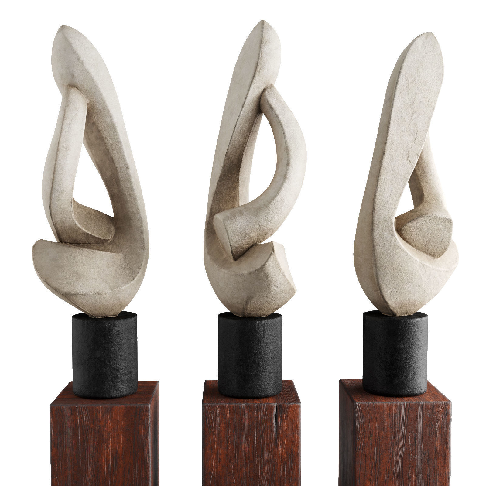 Absract Harp modern sculpture Low-poly 3D model_3