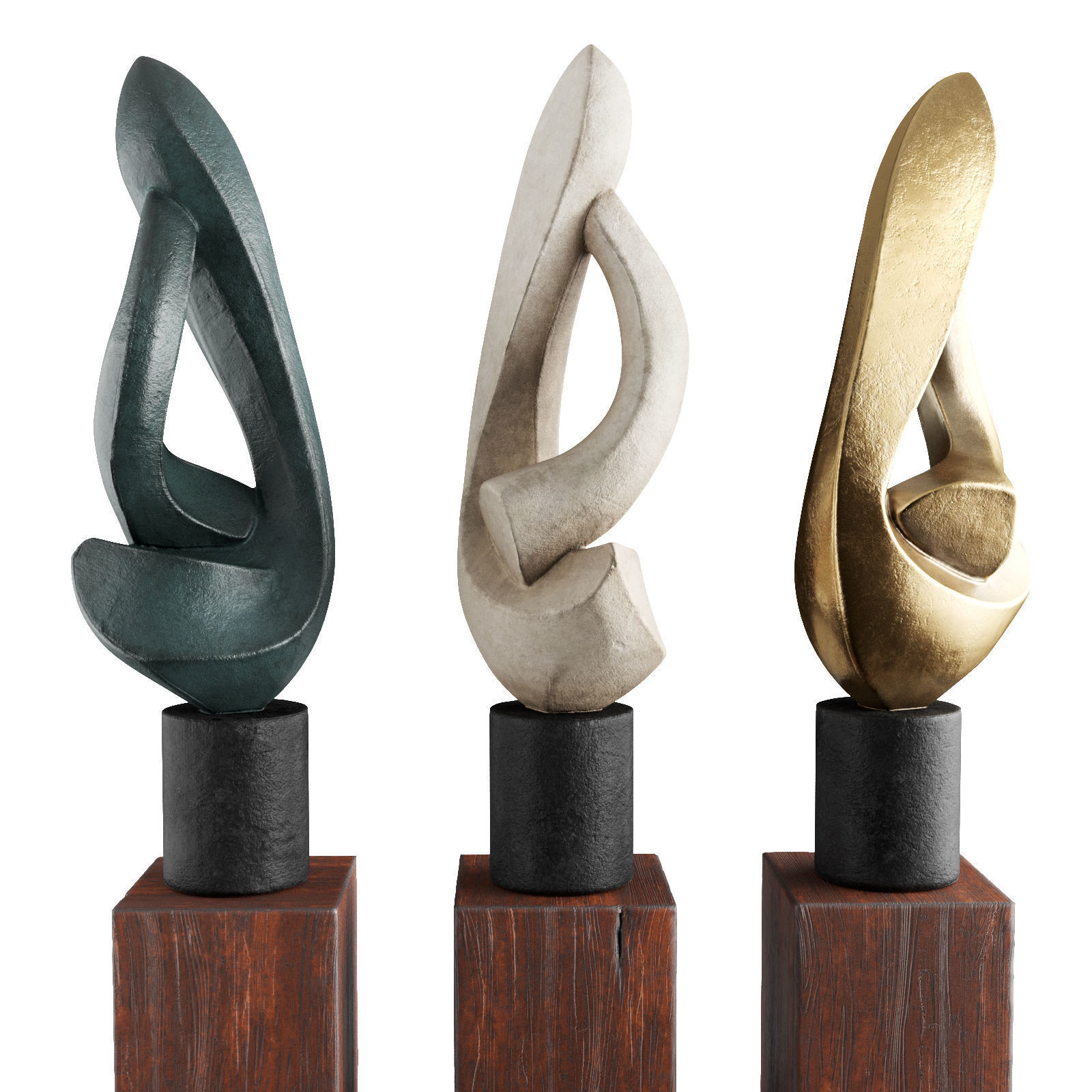 Absract Harp modern sculpture Low-poly 3D model_1