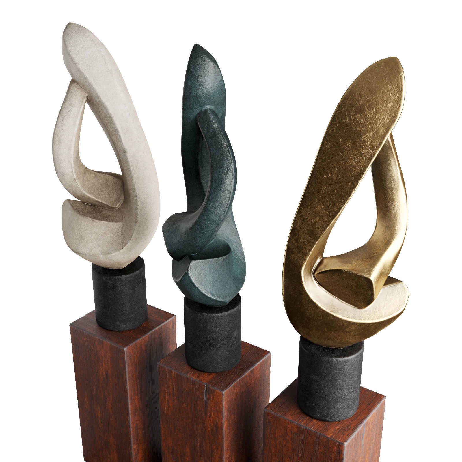 Absract Harp modern sculpture Low-poly 3D model_5