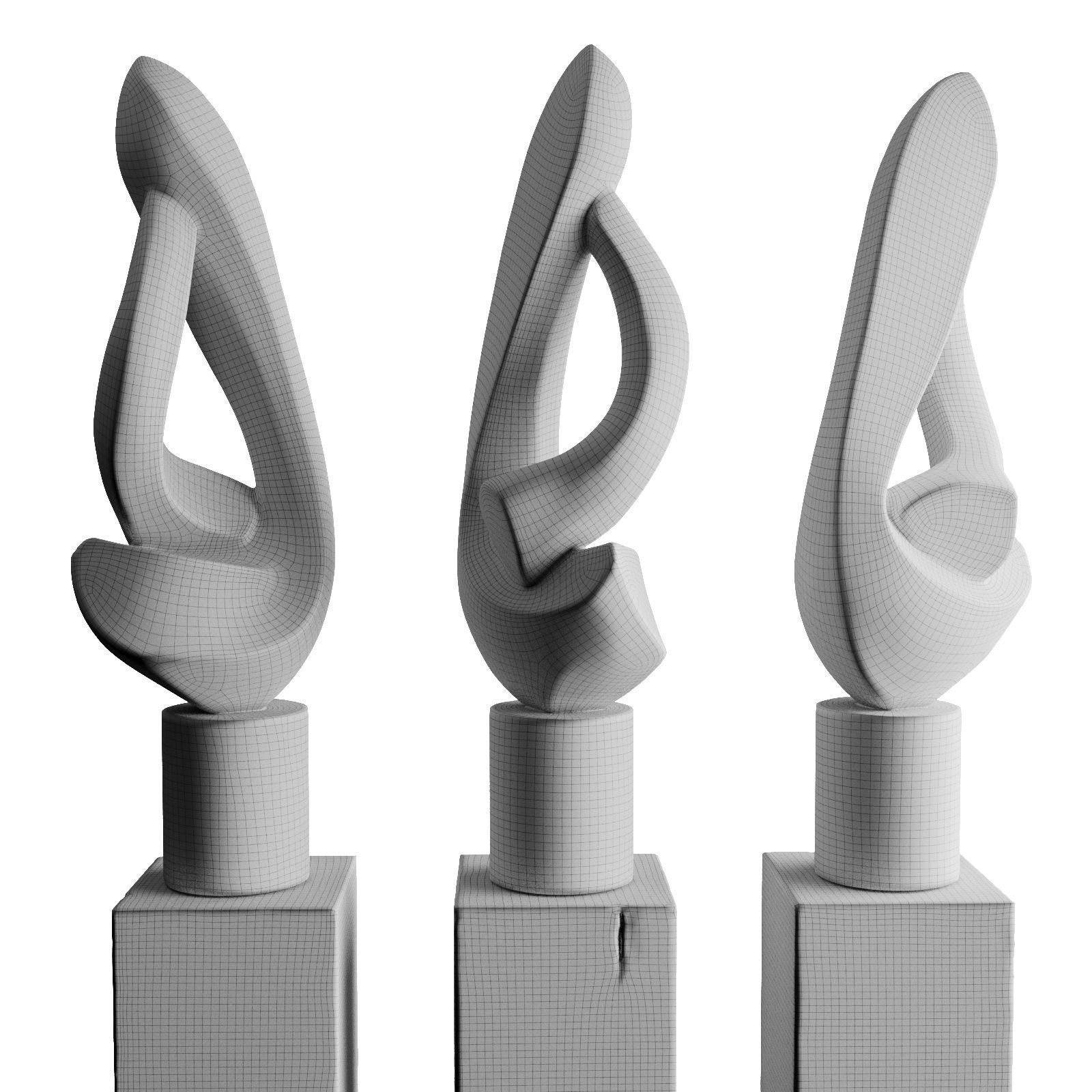 Absract Harp modern sculpture Low-poly 3D model_6