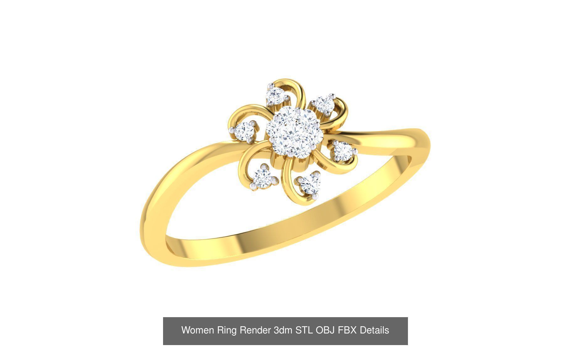 68 Women Ring Render 3dm STL OBJ FBX Details Collection _42