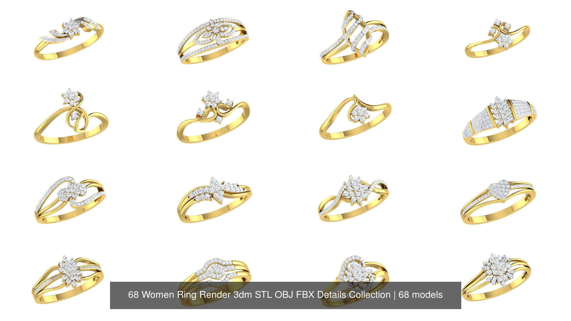 68 Women Ring Render 3dm STL OBJ FBX Details Collection _2