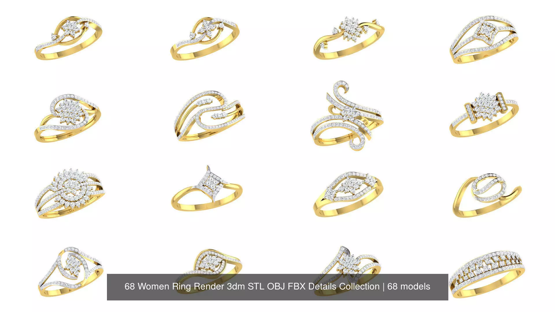 68 Women Ring Render 3dm STL OBJ FBX Details Collection _0
