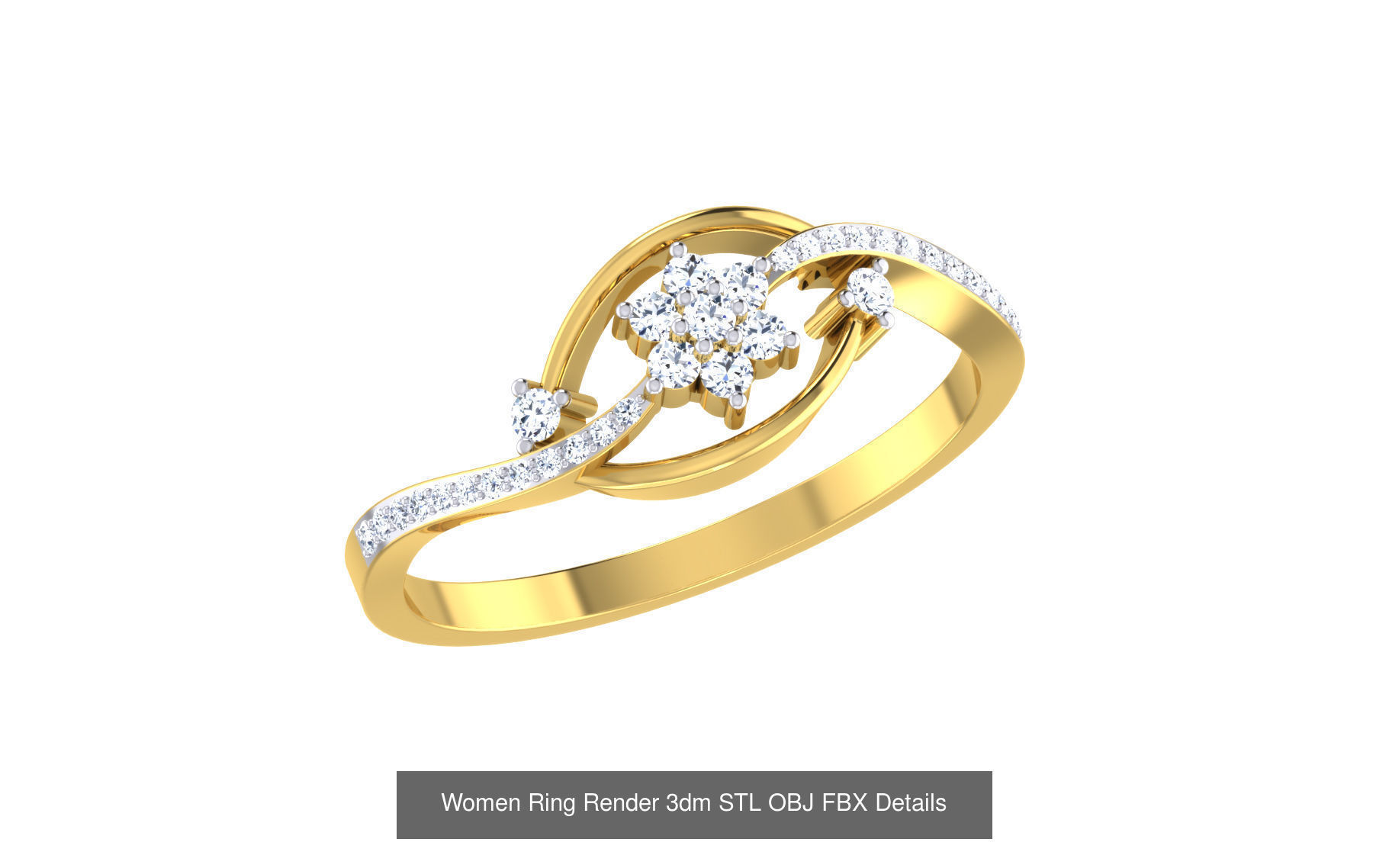 68 Women Ring Render 3dm STL OBJ FBX Details Collection _9