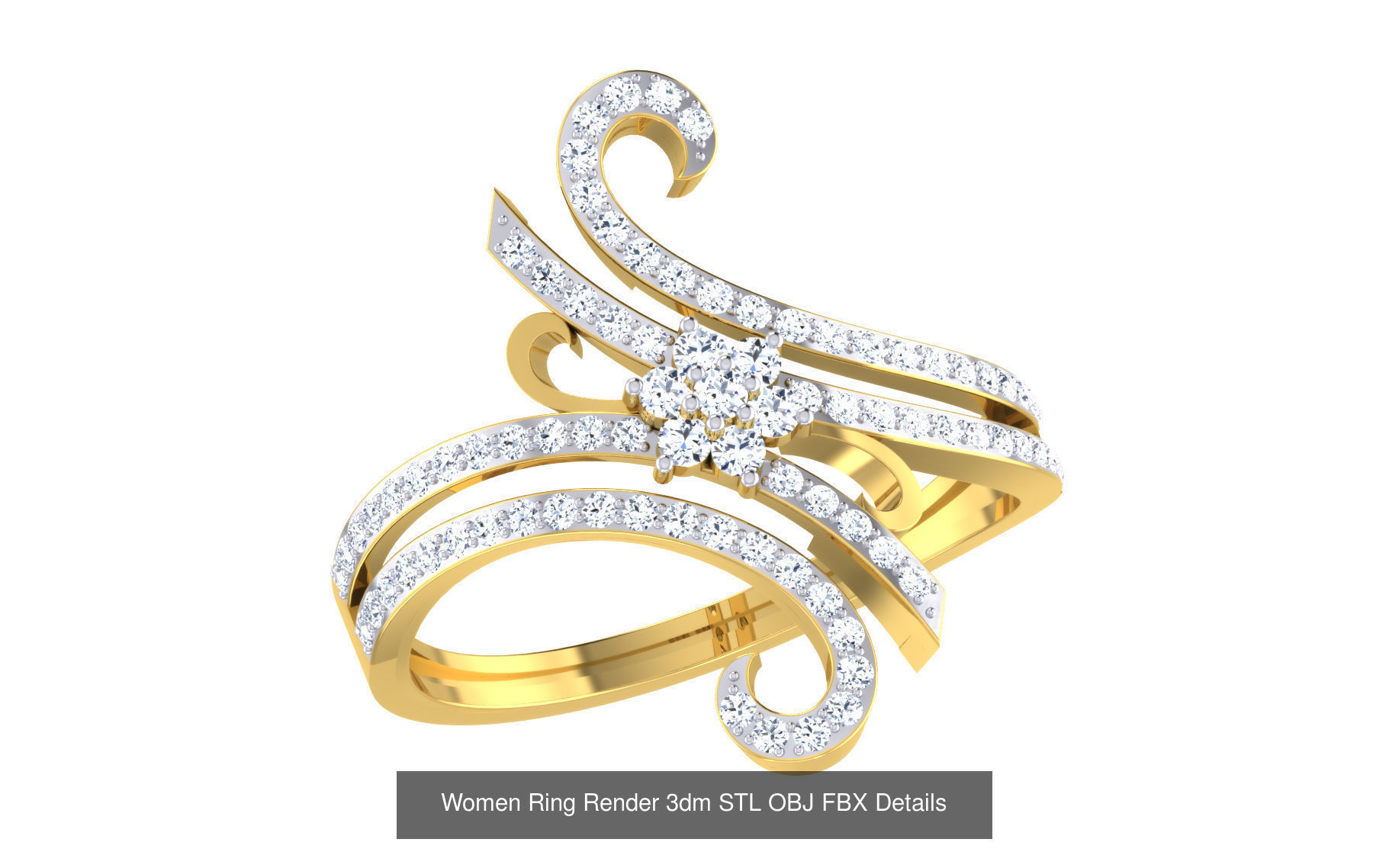 68 Women Ring Render 3dm STL OBJ FBX Details Collection _15