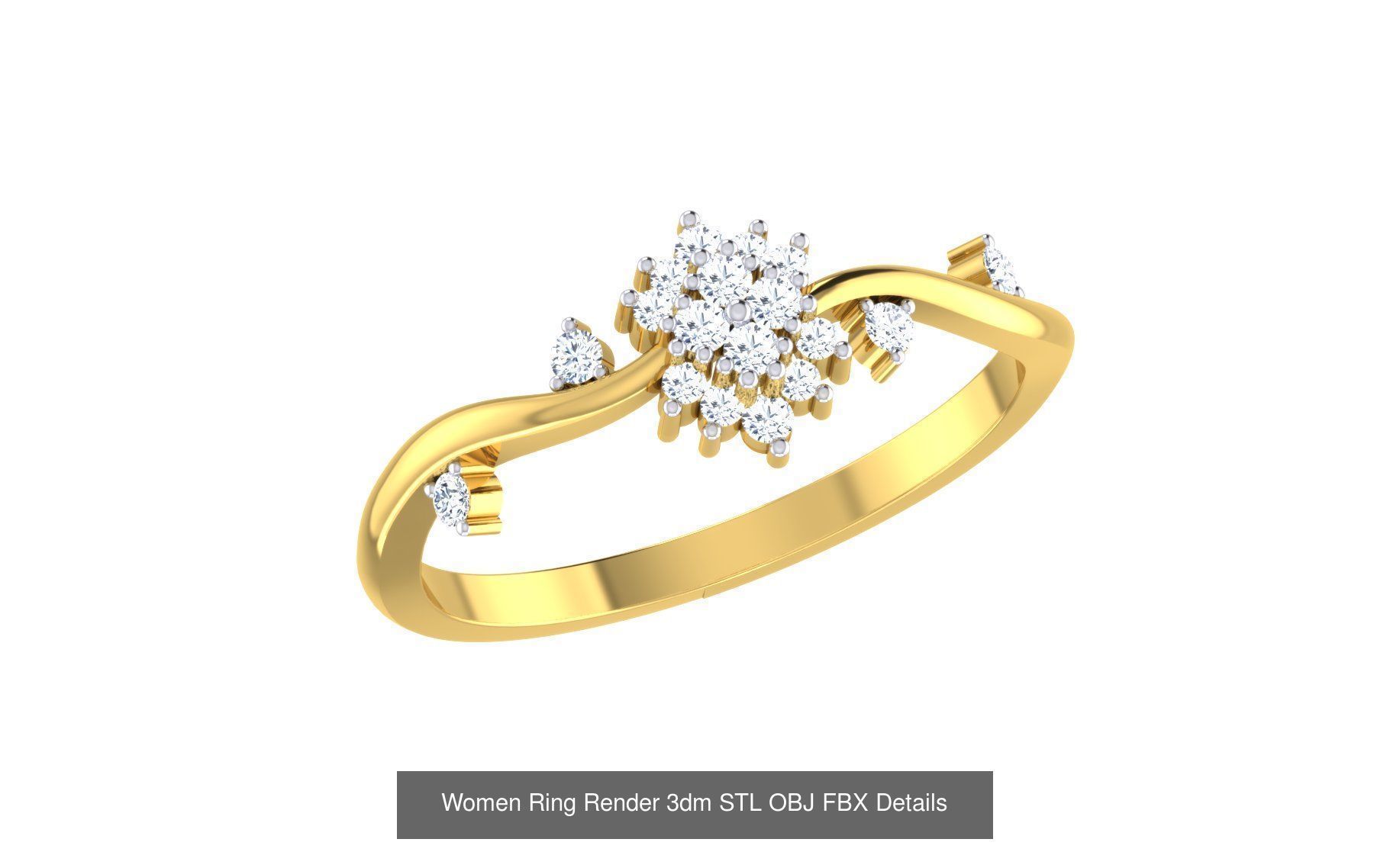 68 Women Ring Render 3dm STL OBJ FBX Details Collection _11