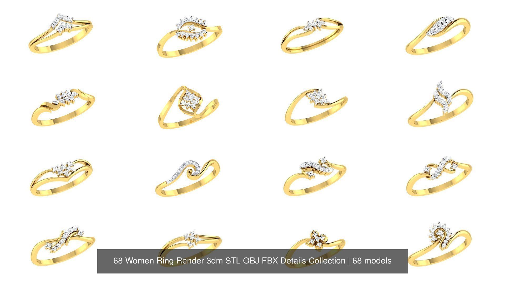 68 Women Ring Render 3dm STL OBJ FBX Details Collection _6