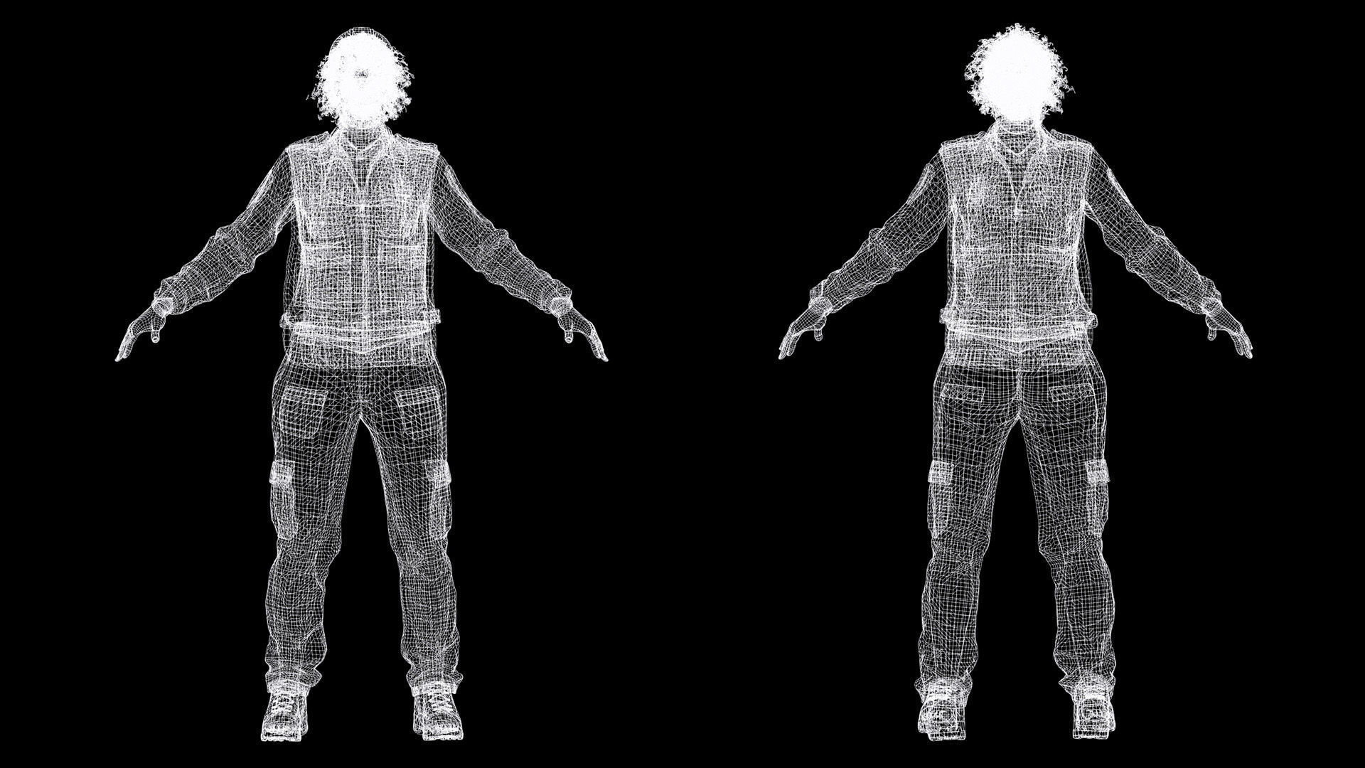 Female Construction Worker Character with Safety Vest Low-poly 3D model_12