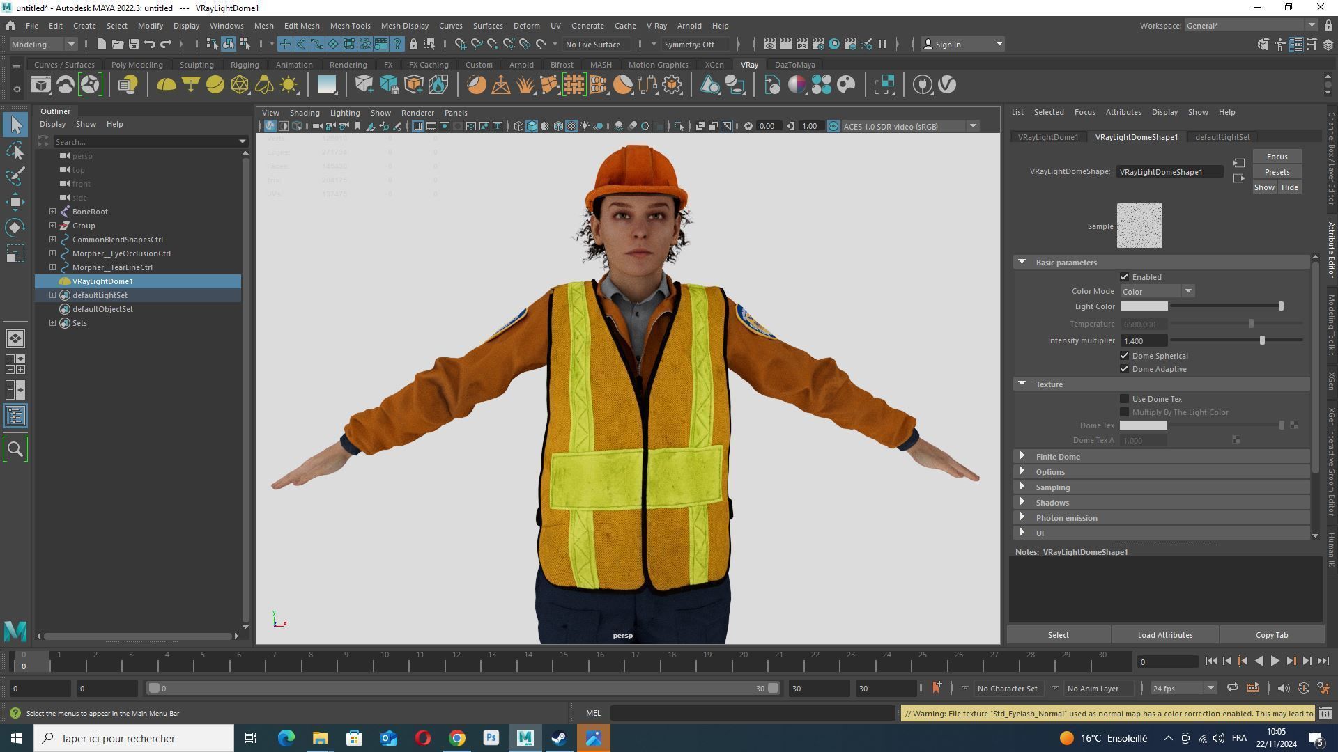Female Construction Worker Character with Safety Vest Low-poly 3D model_18
