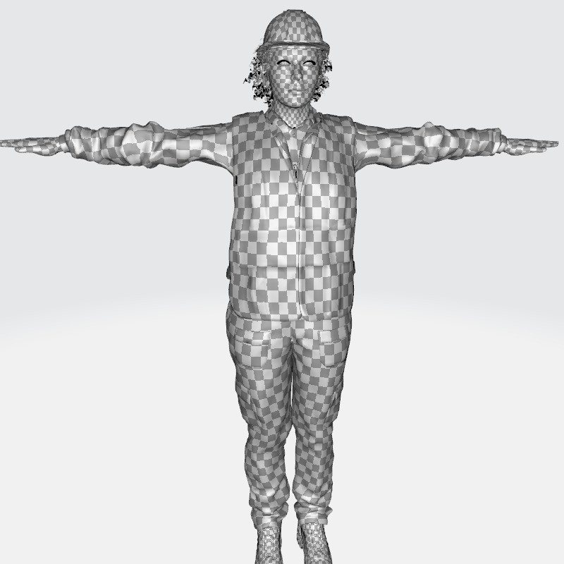 Female Construction Worker Character with Safety Vest Low-poly 3D model_19