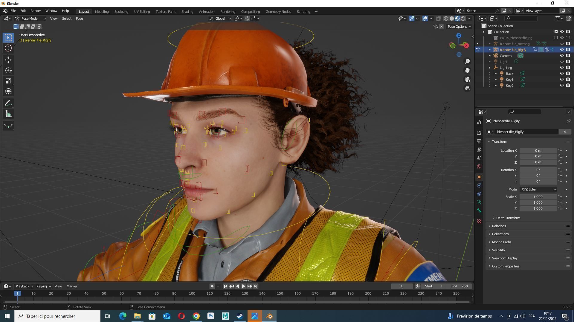 Female Construction Worker Character with Safety Vest Low-poly 3D model_14