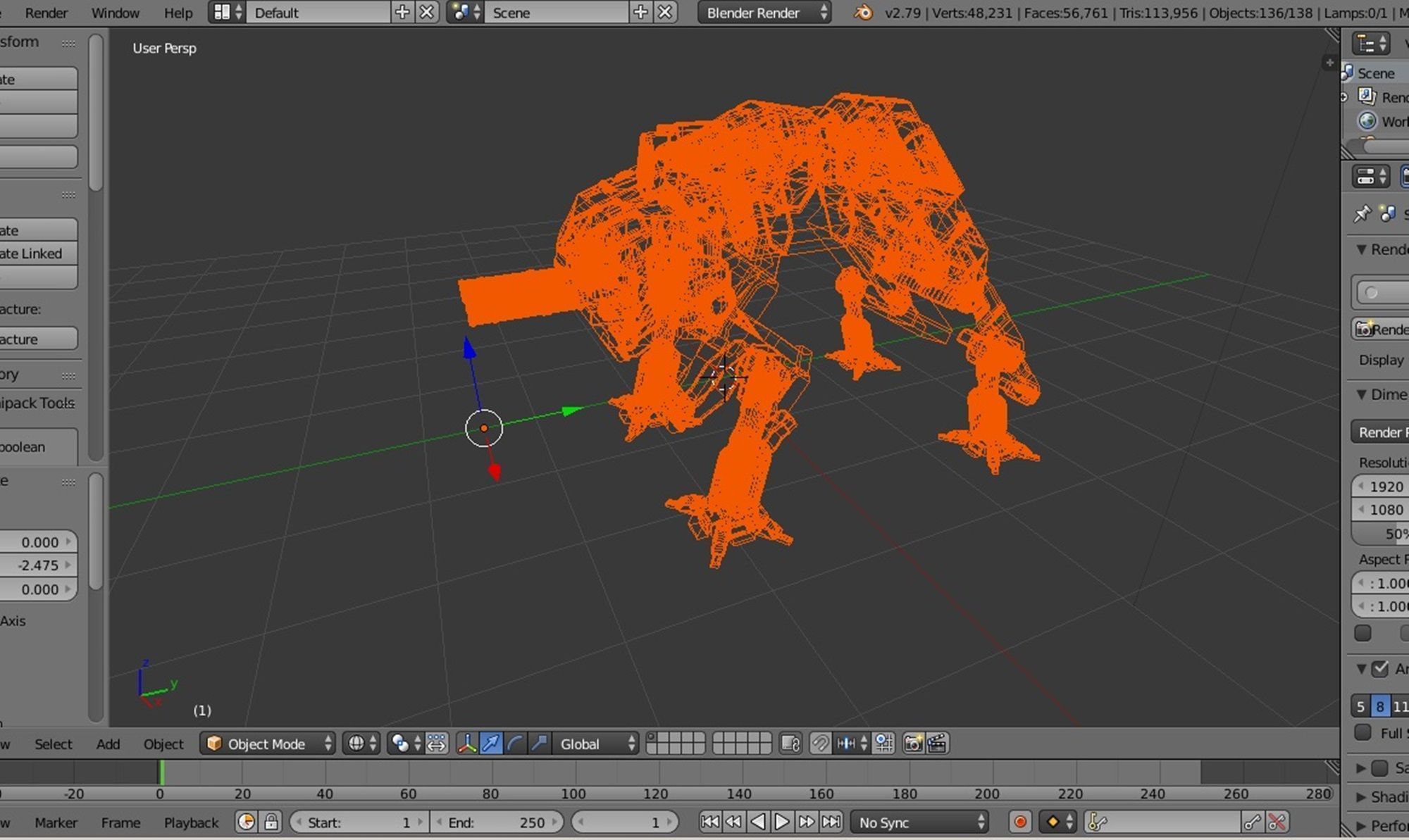 military robot guard unit lowpoly 3D model_5