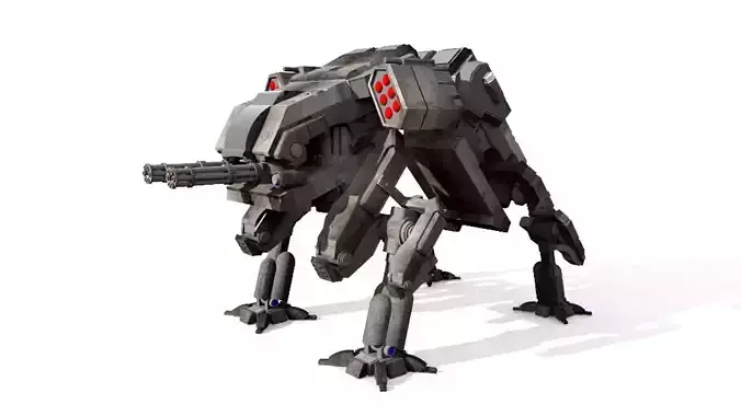 military robot guard unit lowpoly 3D model