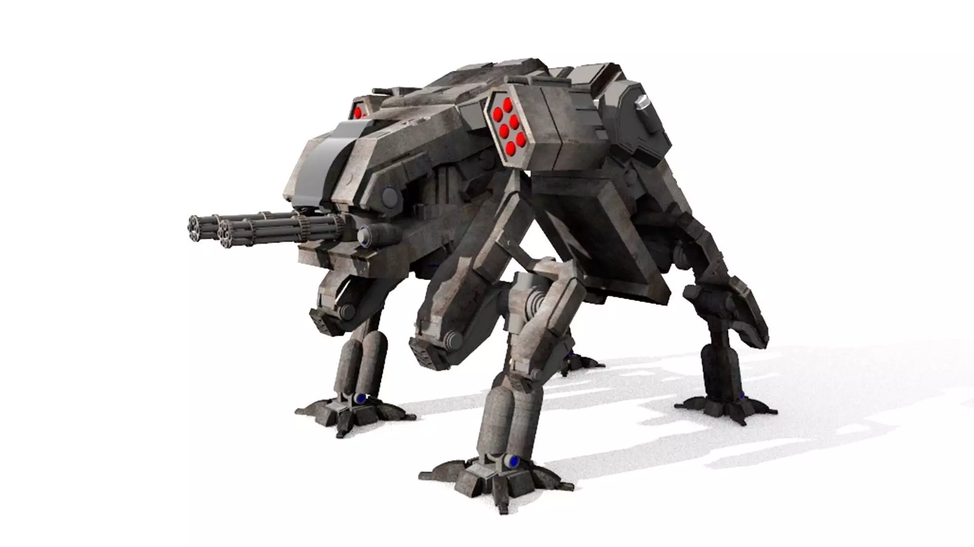 military robot guard unit lowpoly 3D model_0