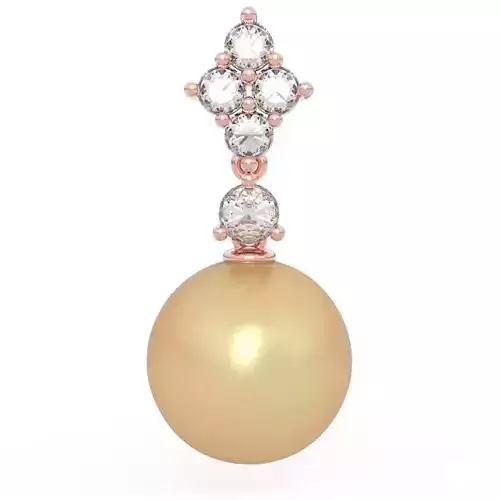 10mm Pearl Pendant 3D Model with Gemstone Accents
