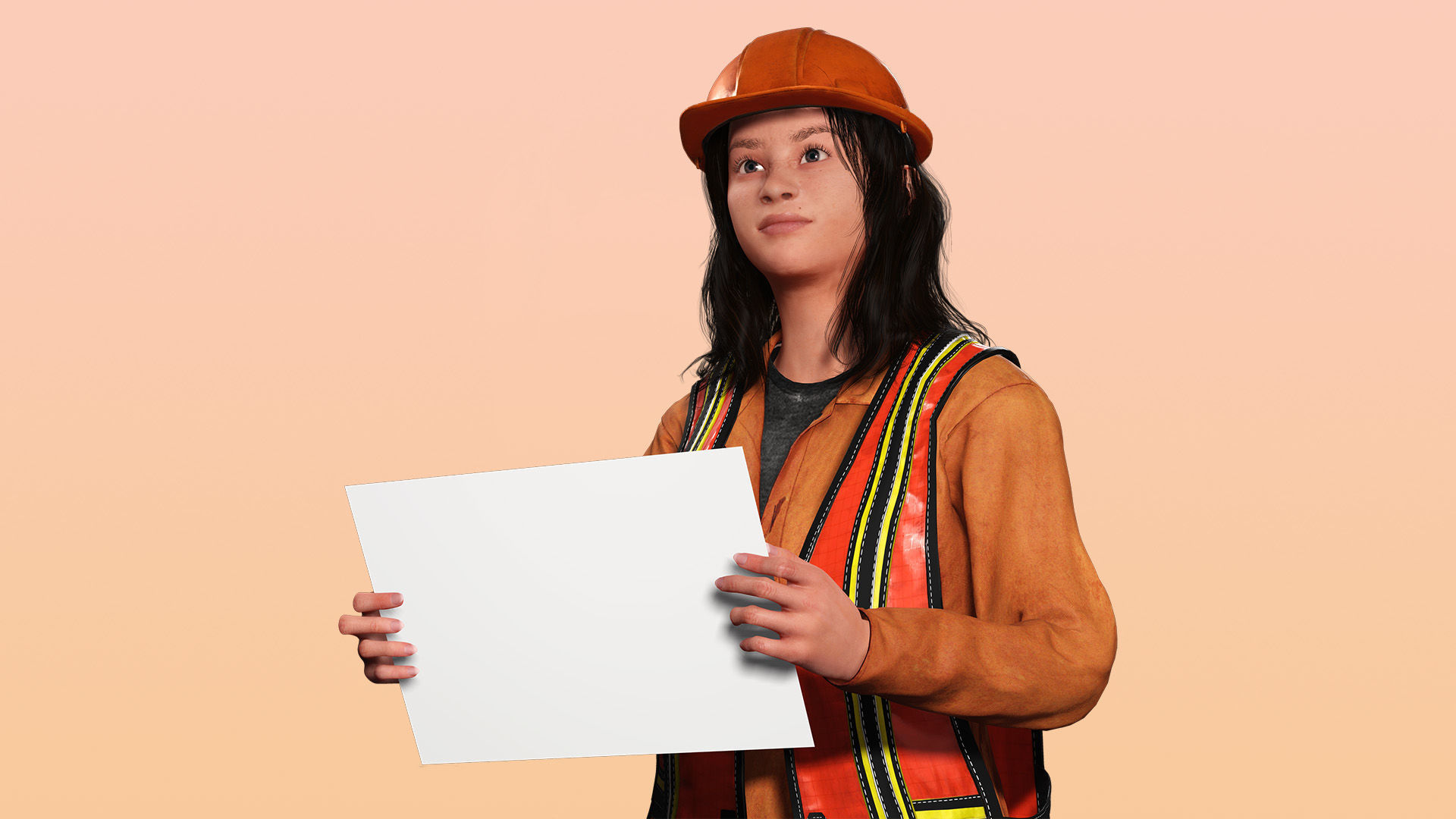 Realistic Female Laborer 3D Model for Construction Projects Low-poly 3D model_4