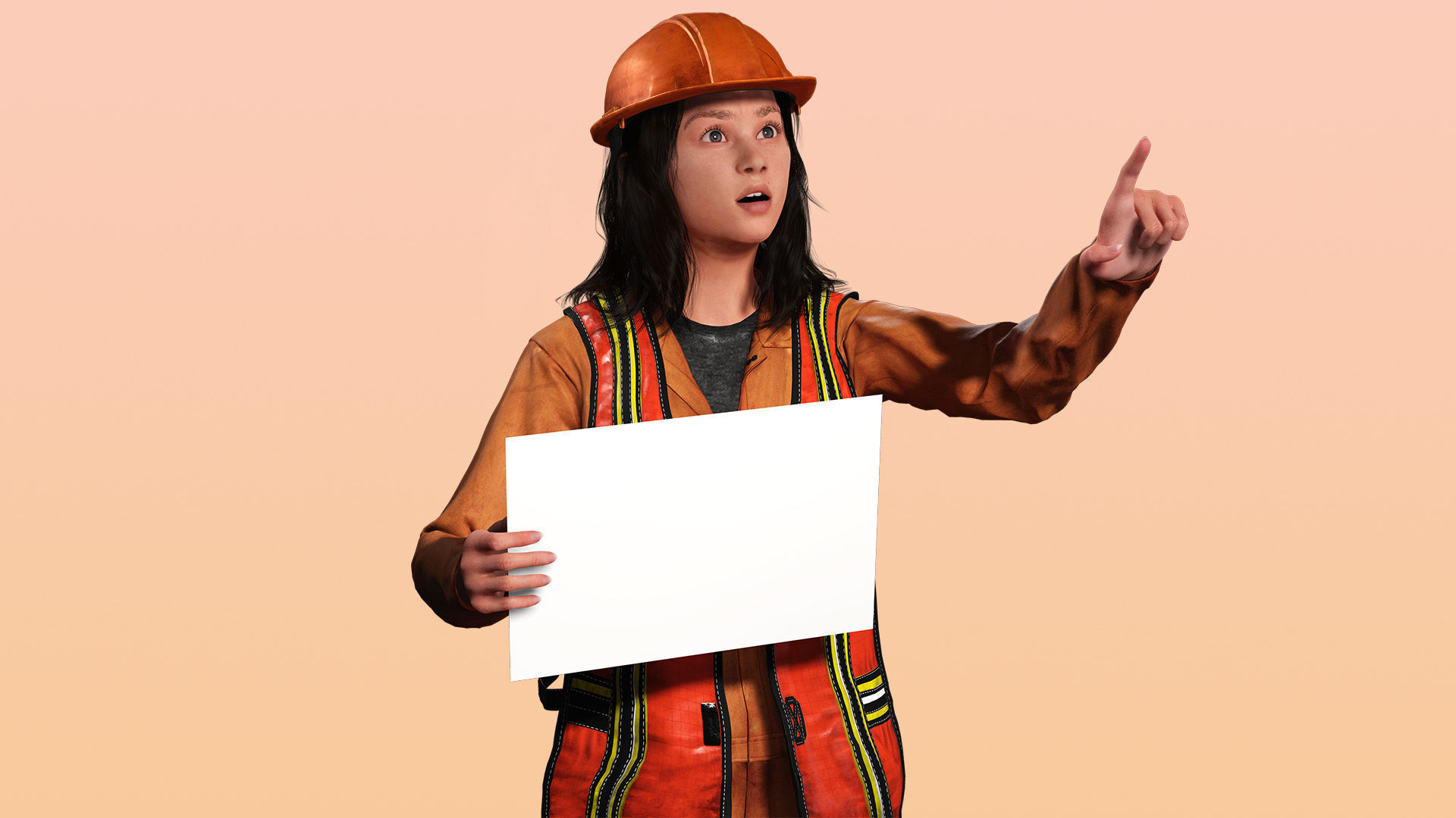 Realistic Female Laborer 3D Model for Construction Projects Low-poly 3D model_3