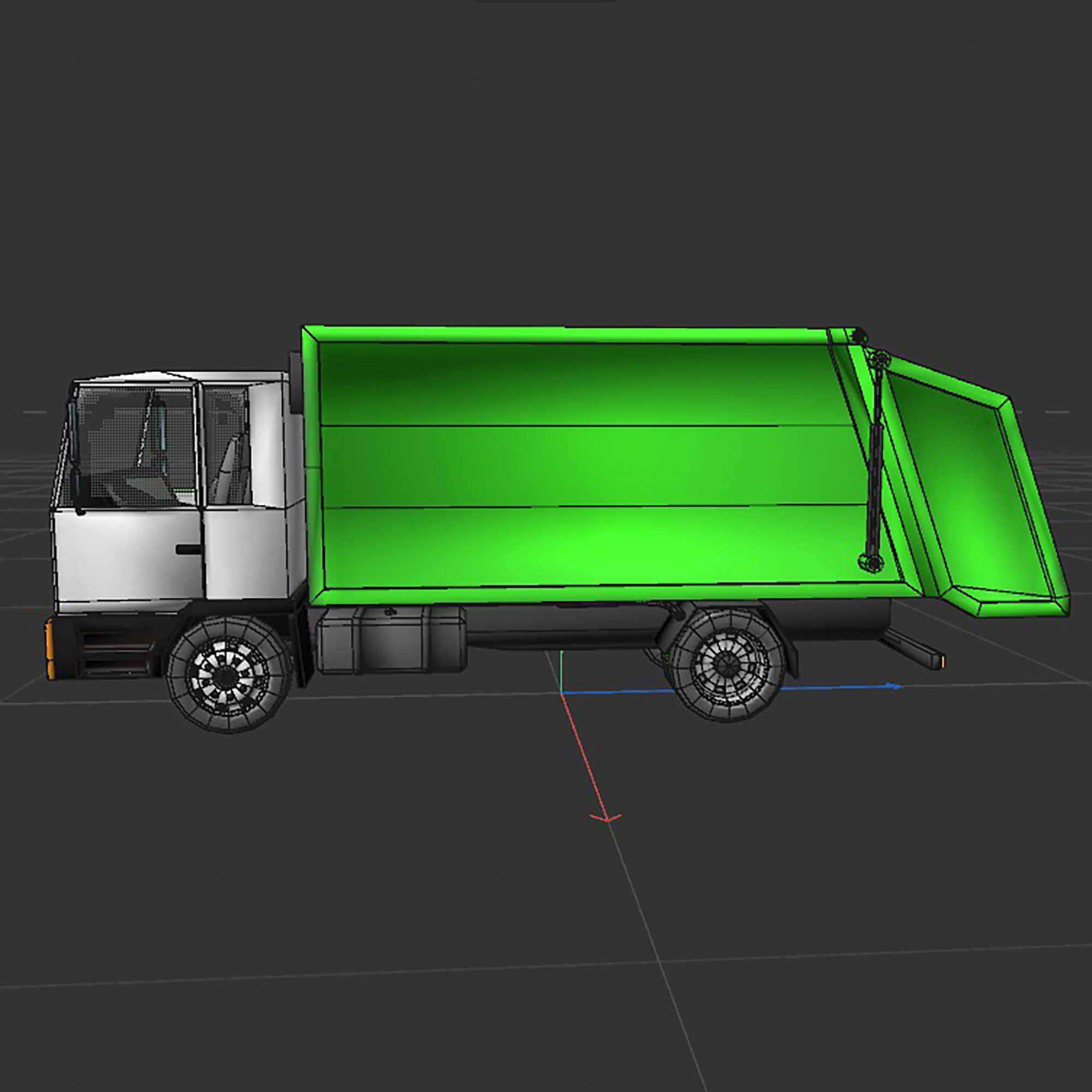 garbage truck Low-poly 3D model_12