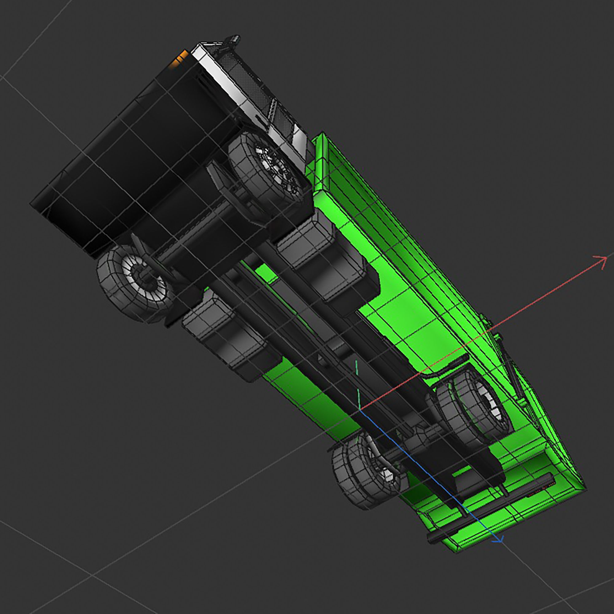 garbage truck Low-poly 3D model_11