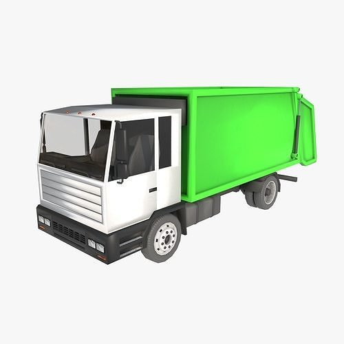garbage truck Low-poly 3D model 2