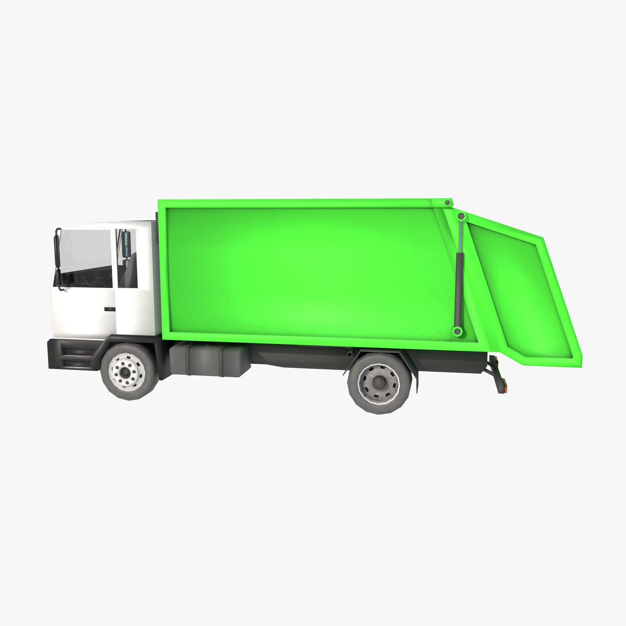 garbage truck Low-poly 3D model_2