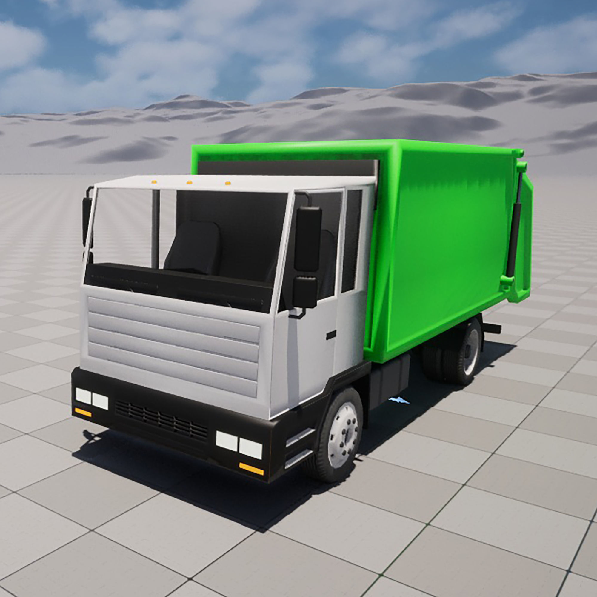 garbage truck Low-poly 3D model_9