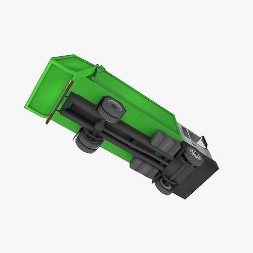 garbage truck Low-poly 3D model 7