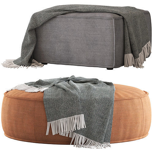 Globewest Orlando Seamed Ottomans 3D model 2