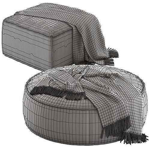 Globewest Orlando Seamed Ottomans 3D model 5
