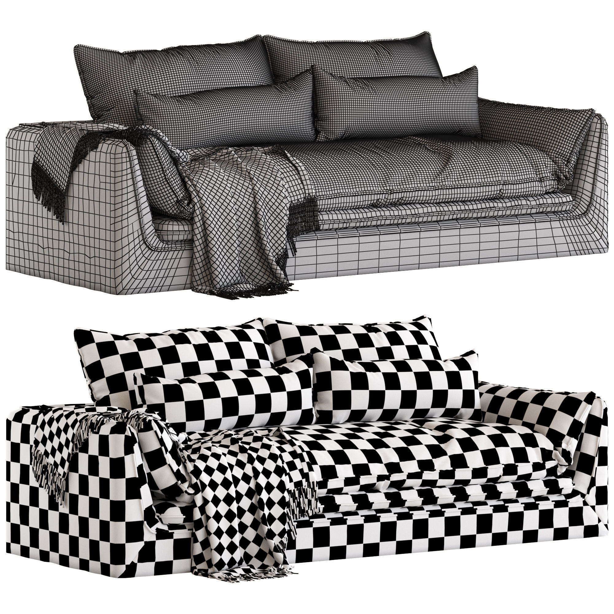 Globewest Orlando Seamed 4 Seater Sofa 3D model_4