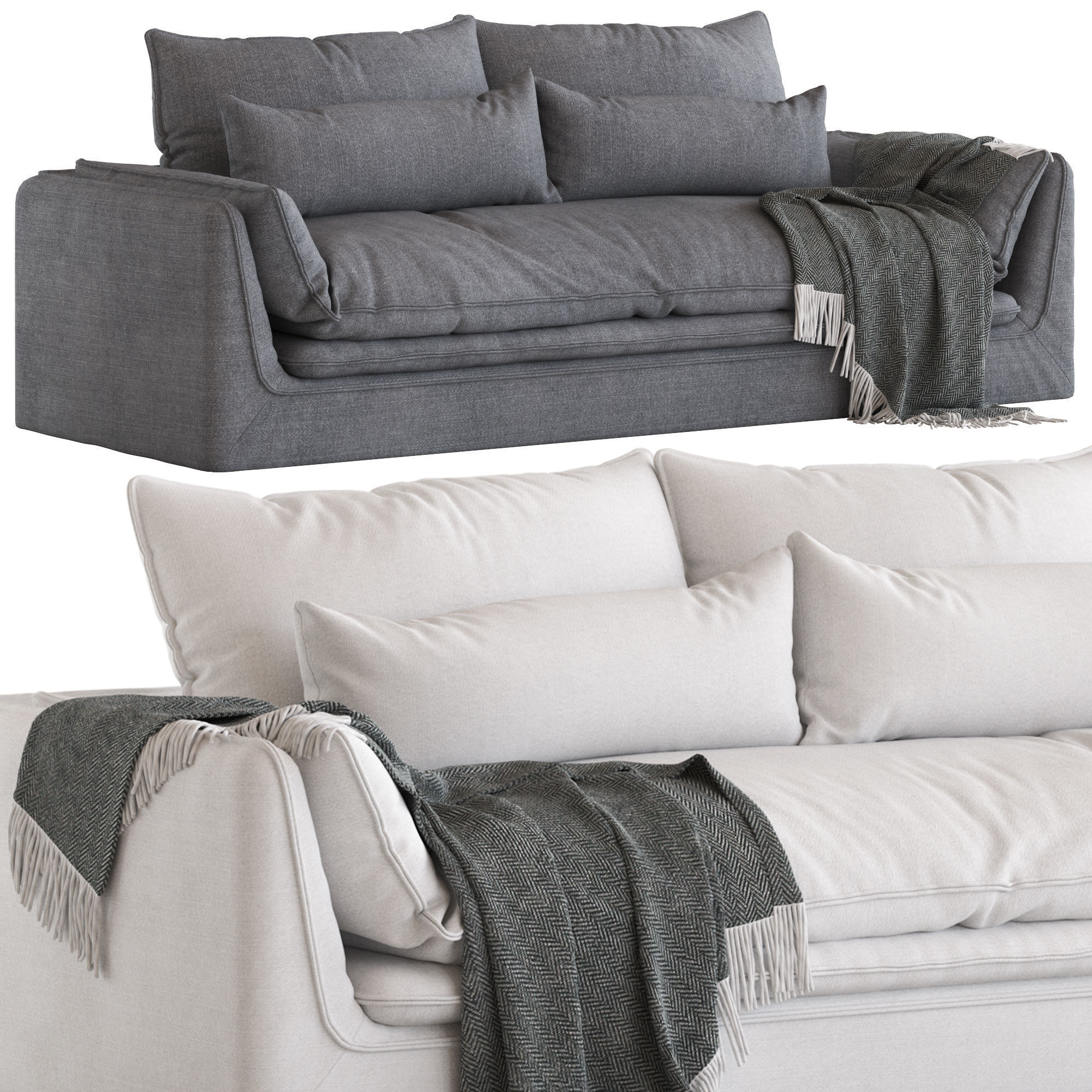 Globewest Orlando Seamed 4 Seater Sofa 3D model_1