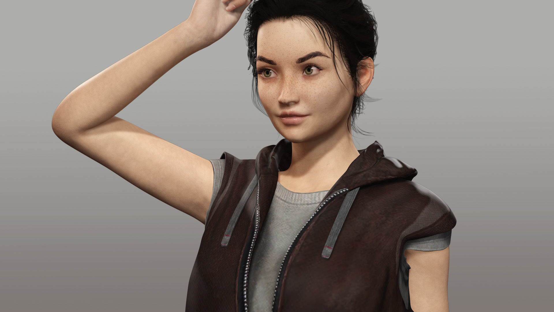 Realistic Female Adventurer 3D Model with Detailed Textures Low-poly 3D model_3