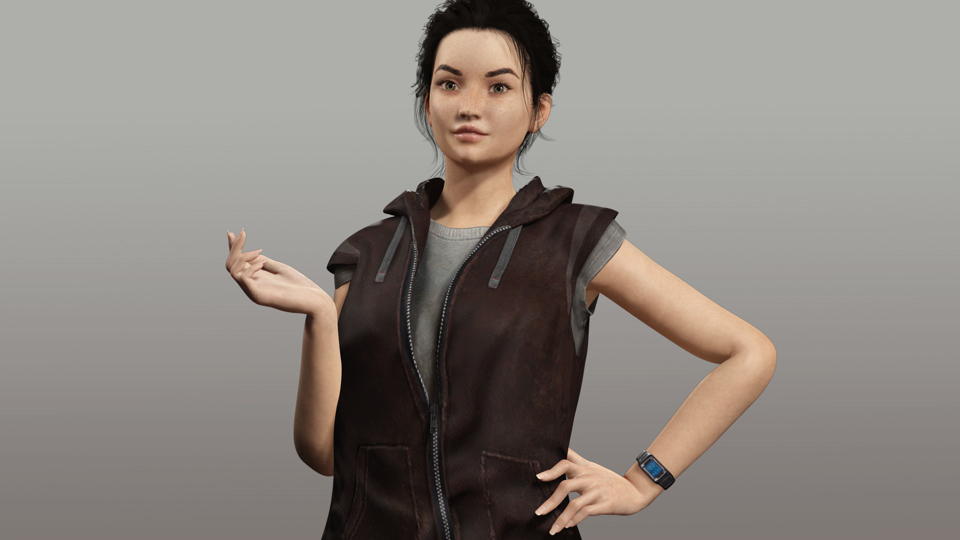 Realistic Female Adventurer 3D Model with Detailed Textures Low-poly 3D model_4