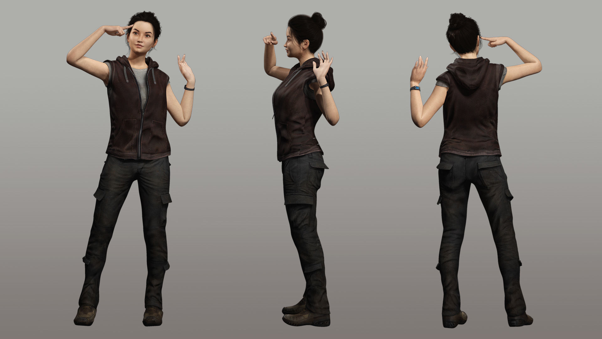 Realistic Female Adventurer 3D Model with Detailed Textures Low-poly 3D model_1