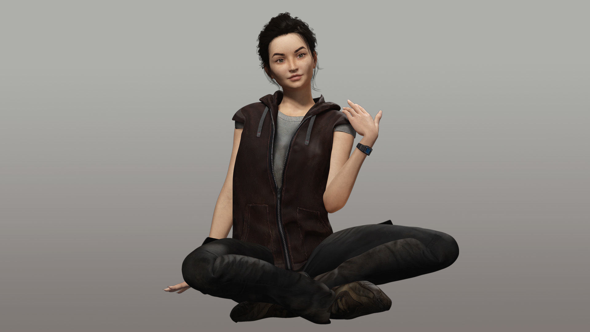 Realistic Female Adventurer 3D Model with Detailed Textures Low-poly 3D model_5