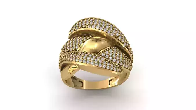 STL 3DM Print Ready Women Diamond Ring Lightweight Printable 