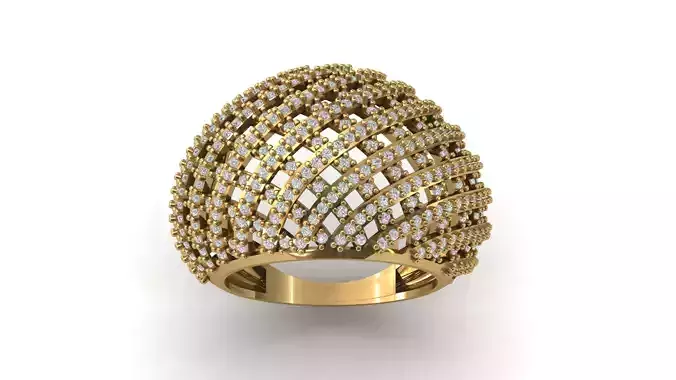 STL 3DM Print Ready Women Diamond Ring Lightweight Printable 