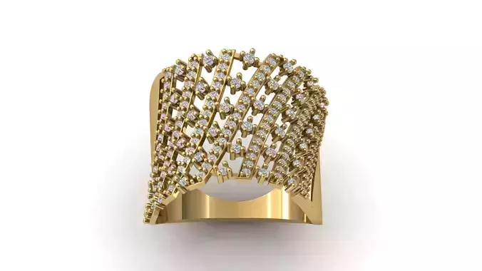 STL 3DM Print Ready Women Diamond Ring Lightweight Printable 