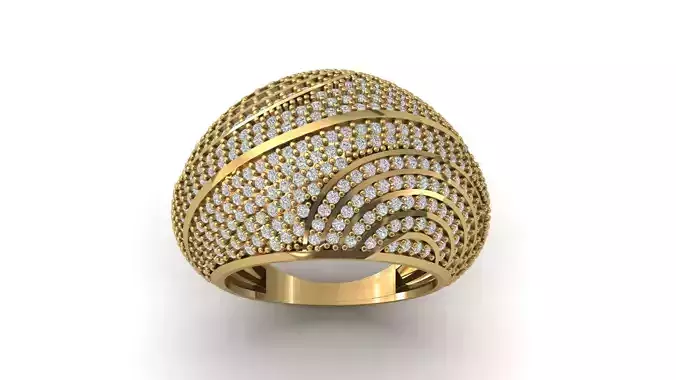 STL 3DM Print Ready Women Diamond Ring Lightweight Printable 