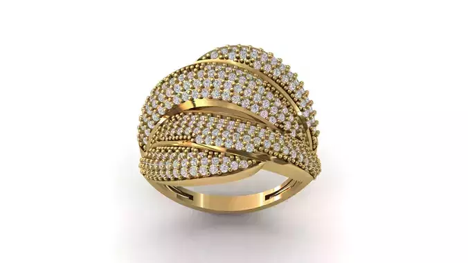 STL 3DM Print Ready Women Diamond Ring Lightweight Printable 