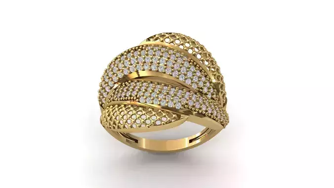 STL 3DM Print Ready Women Diamond Ring Lightweight Printable 