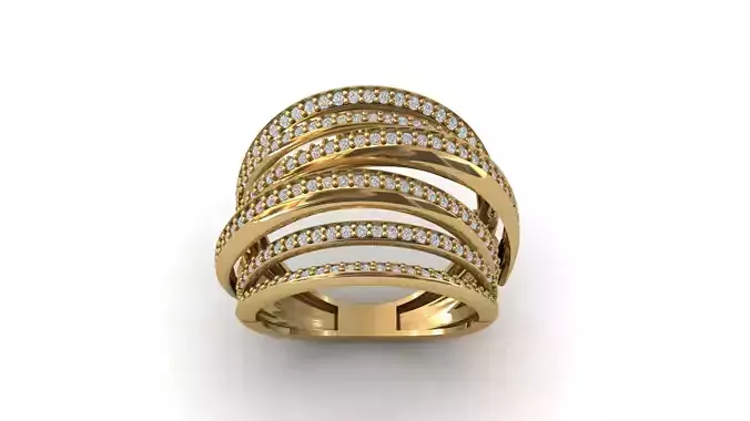 STL 3DM Print Ready Women Diamond Ring Lightweight Printable 